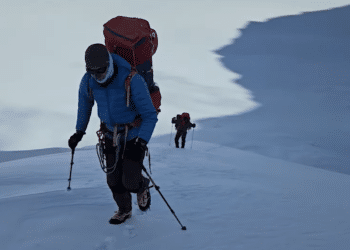 Un momento della salita